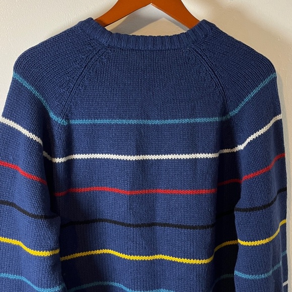 Todd Snyder 100% Wool Blue w Multicolored Horizontal Striped Men's Sweater Sz L - Picture 9 of 12